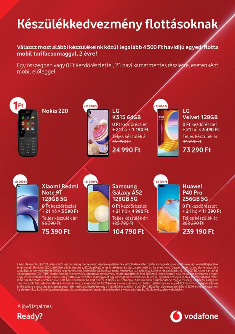 KÉSZÜLÉK KEDVEZMÉNY VODAFONE FLOTTÁSOKNAK
